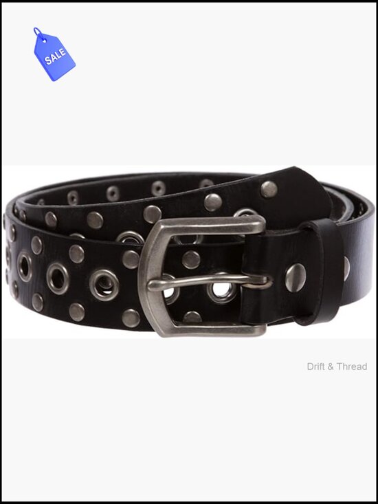 Riveted Studded Distressed Leather Belt 1.5\